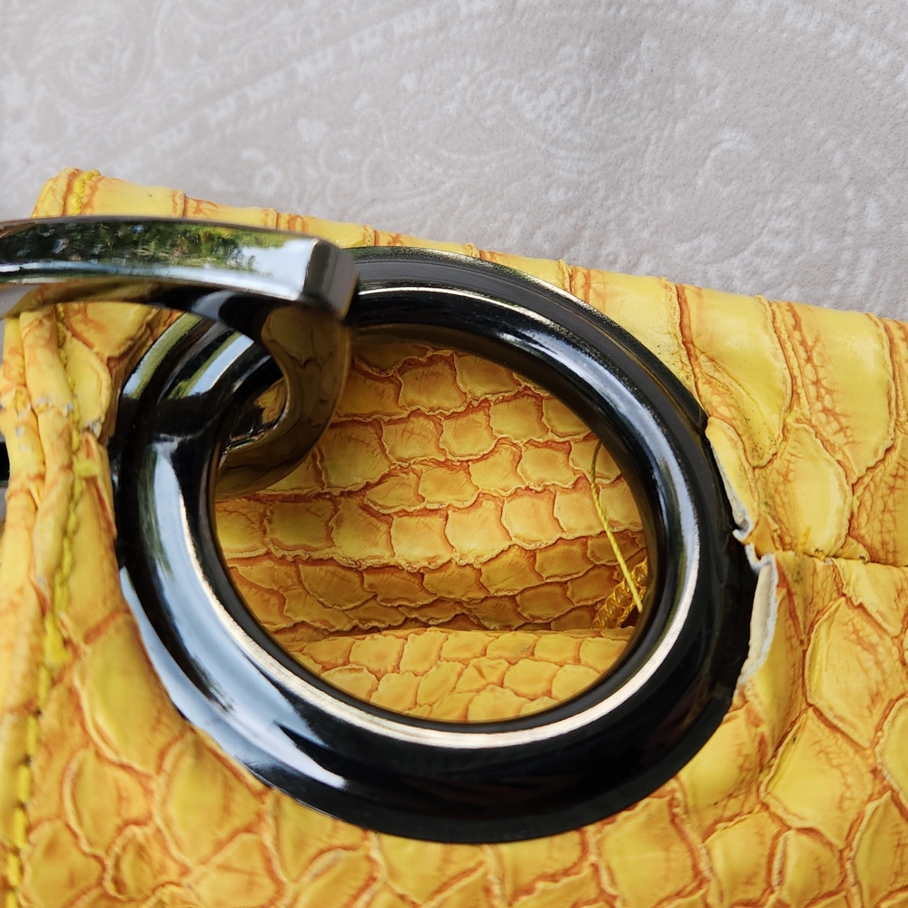 Mustard yellow snake textured bag, LARGE!!!! Imperfect - Picture 5 of 8